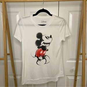 Mickey Mouse on White Semi-Sheer Lightweight Shirt, Medium Short Sleeve